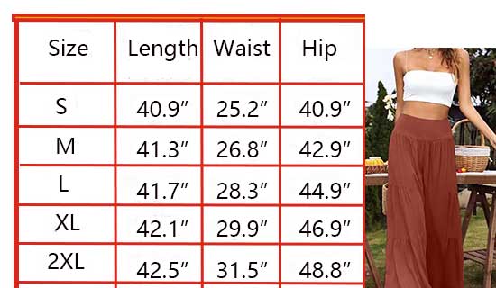 Casual High Elastic Waisted Trousers SizeChart1