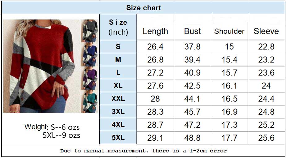 Fashion Casual Tops01 Size Chart1