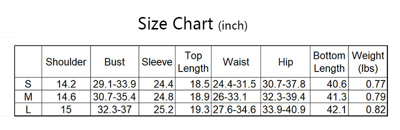 Sexy 2 Piece Outfits Size Chart 1
