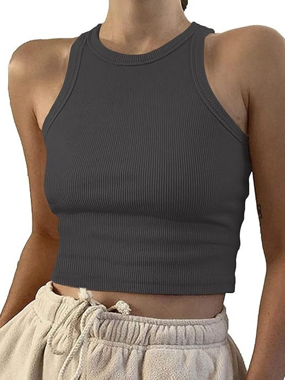 Crop Tank Tops Dark Grey
