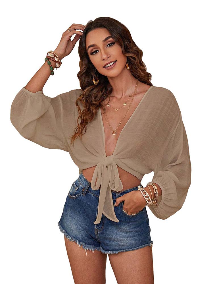 Long Sleeve Cover Up Khaki 1