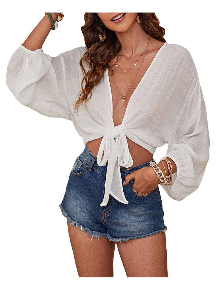 Long Sleeve Cover Up White