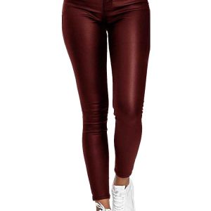 Faux Leather Pants 01 wine01