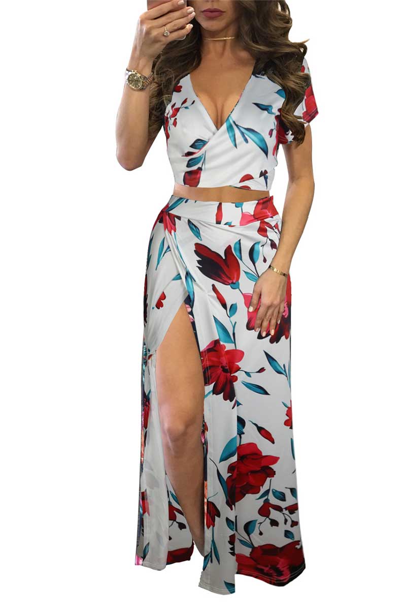 Wrap Floral Dress White