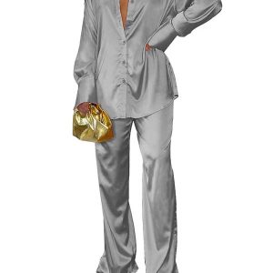 Satin Pajama Set 01 01 Grey