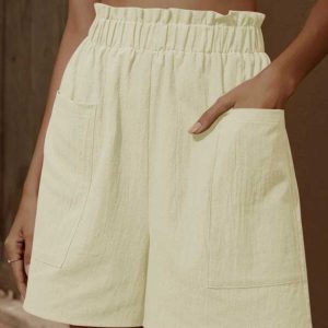 Womens High Waist Shorts 01 Beige1